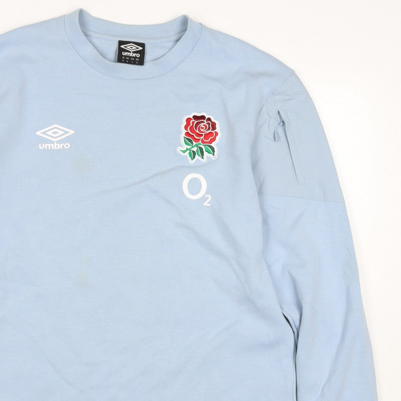 Umbro Men's Blue M England Rugby O2 Rose Pullover Sweatshirt Zip Pocket