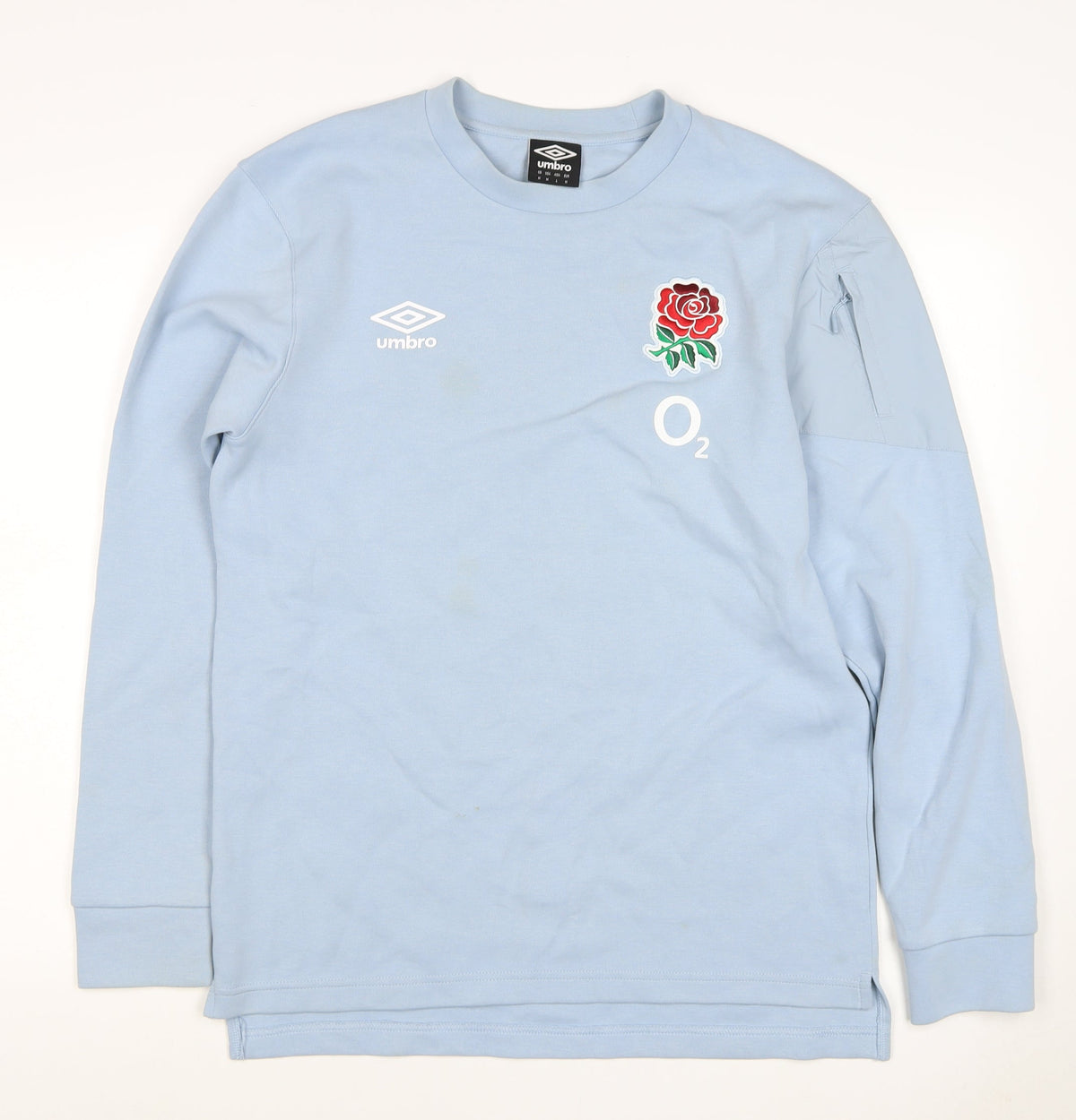 Umbro Men's Blue M England Rugby O2 Rose Pullover Sweatshirt Zip Pocket