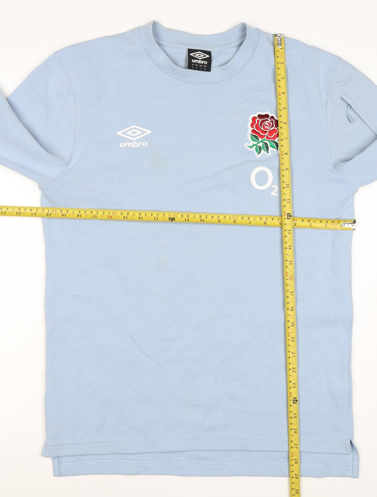 Umbro Men's Blue M England Rugby O2 Rose Pullover Sweatshirt Zip Pocket