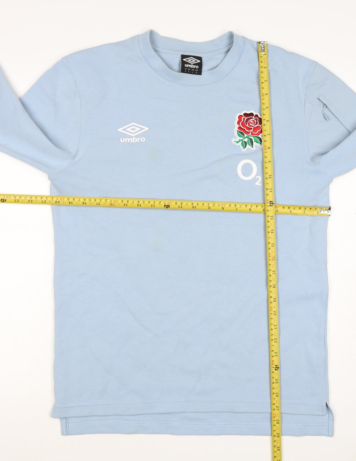 Umbro Men's Blue M England Rugby O2 Rose Pullover Sweatshirt Zip Pocket
