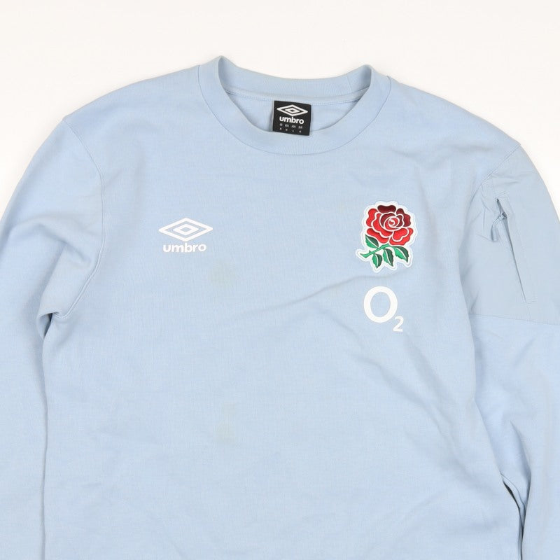 Umbro Men's Blue M England Rugby O2 Rose Pullover Sweatshirt Zip Pocket