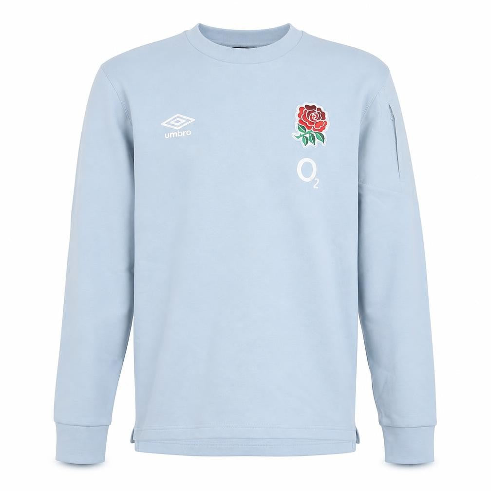 Umbro Men's Blue M England Rugby O2 Rose Pullover Sweatshirt Zip Pocket