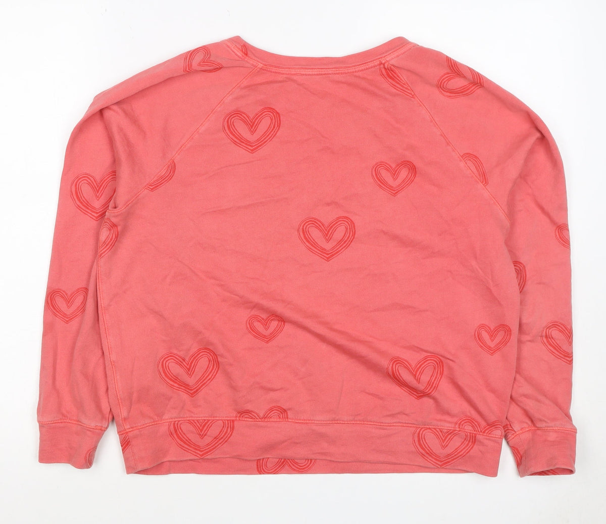 White Stuff Women’s Pink Heart Print Sweatshirt UK 8 Cotton Pullover