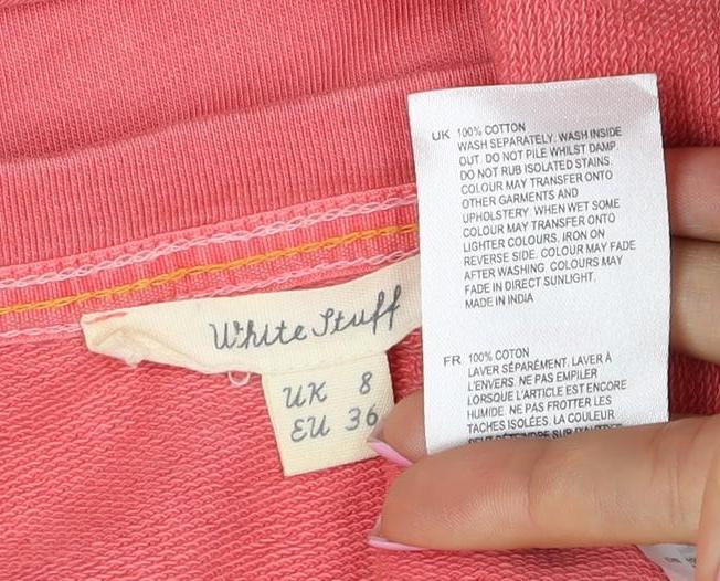 White Stuff Women’s Pink Heart Print Sweatshirt UK 8 Cotton Pullover