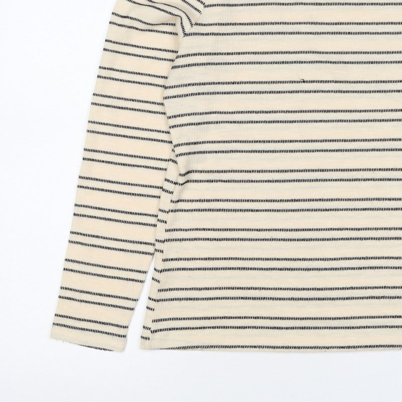 Ecuentro Women’s Ivory Stripe Gold Trim Ruffle Sleeve Top Size S