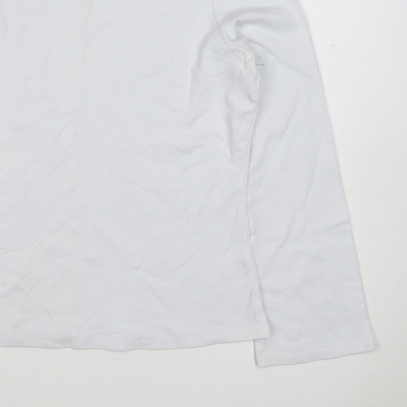 Tahari Women White M Basic Stretch Scoop Neck Long Sleeve Top