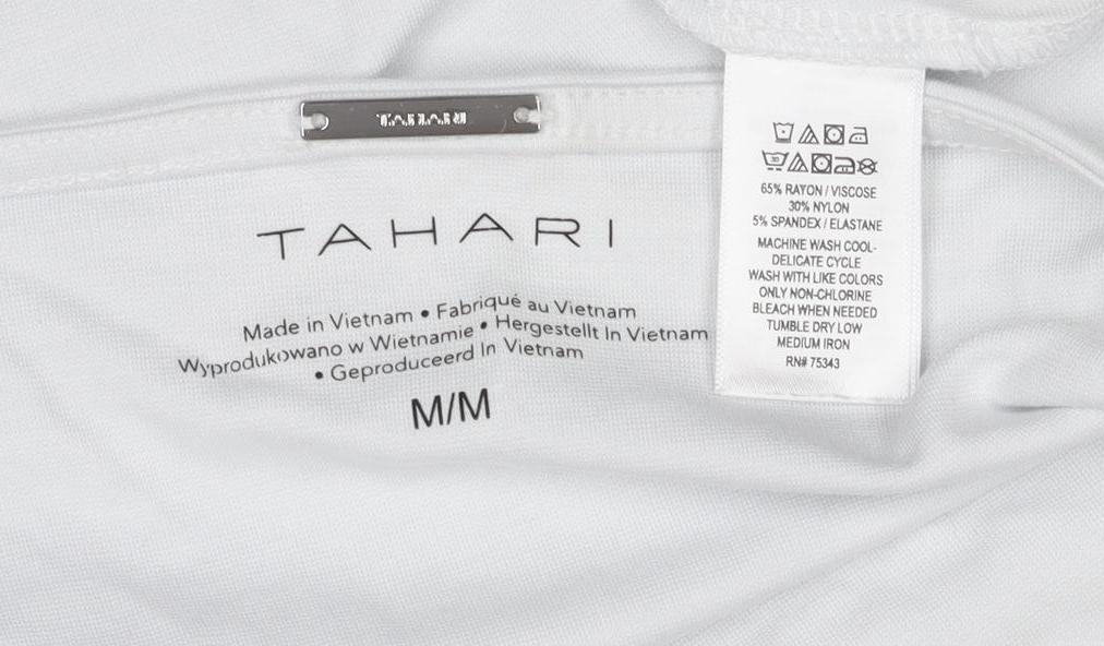Tahari Women White M Basic Stretch Scoop Neck Long Sleeve Top