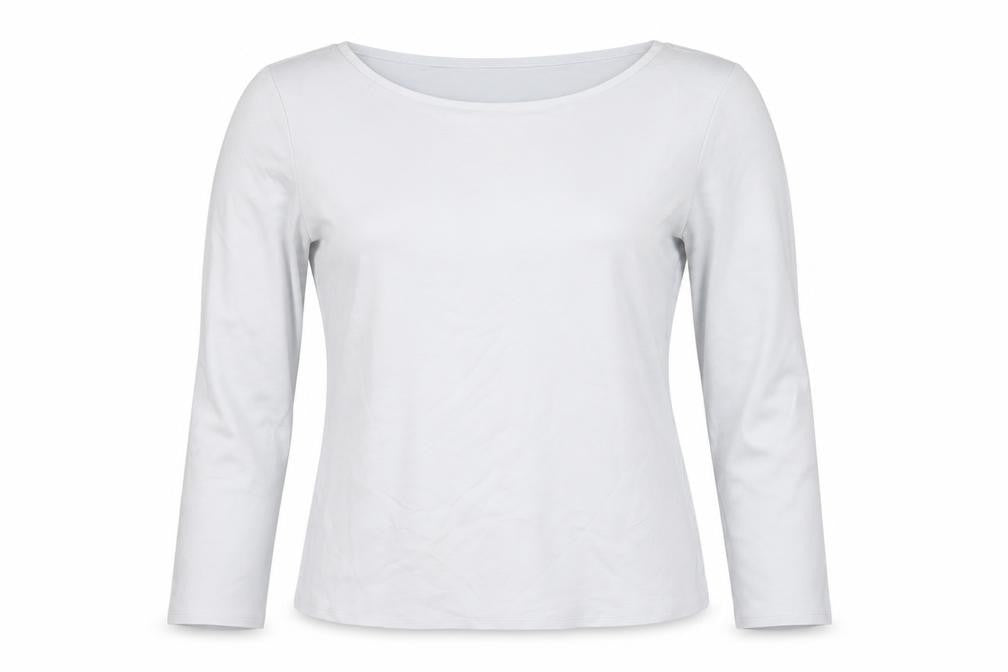 Tahari Women White M Basic Stretch Scoop Neck Long Sleeve Top