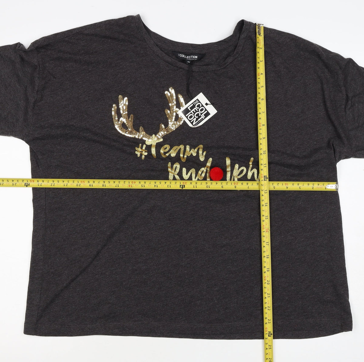 Debenhams Collection Women's Grey Size 20 Jersey Christmas Reindeer Top