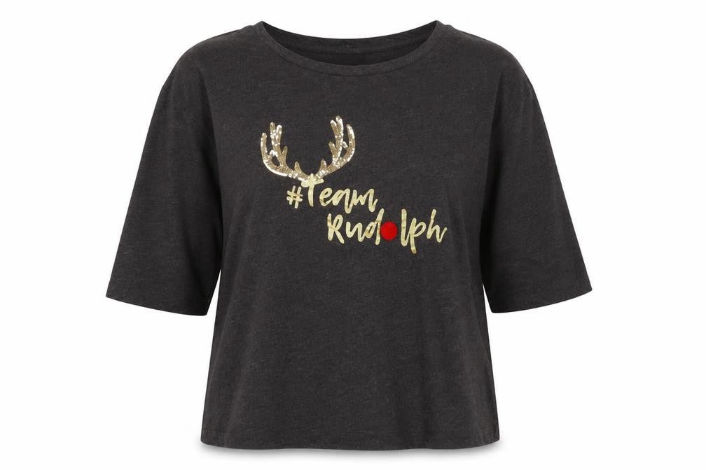 Debenhams Collection Women's Grey Size 20 Jersey Christmas Reindeer Top