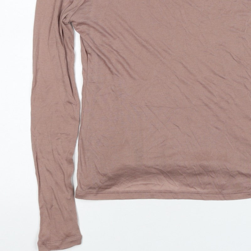 M&S Womens Brown Size 16 Lyocell Layered Scoop Neck Jersey Top