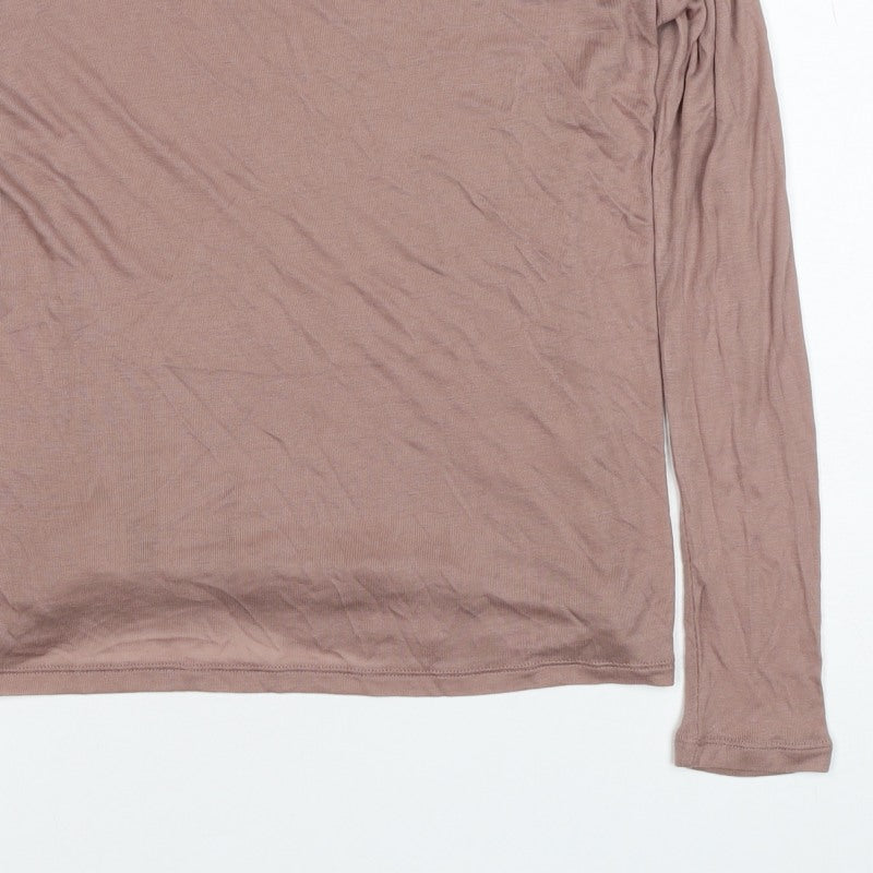M&S Womens Brown Size 16 Lyocell Layered Scoop Neck Jersey Top