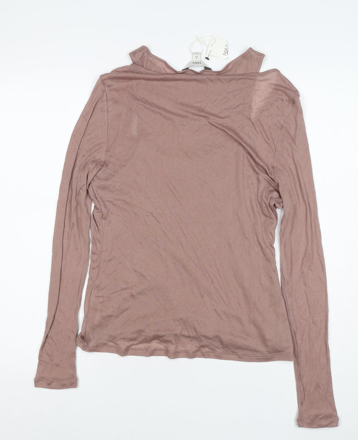 M&S Womens Brown Size 16 Lyocell Layered Scoop Neck Jersey Top