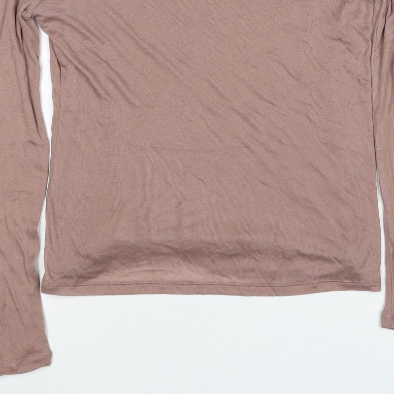M&S Womens Brown Size 16 Lyocell Layered Scoop Neck Jersey Top