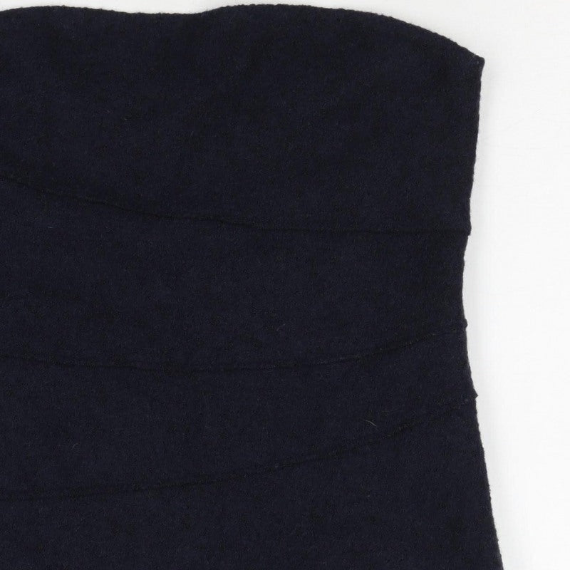Zara Women Blue UK 14 Wool Blend Strapless Lined Tank Top