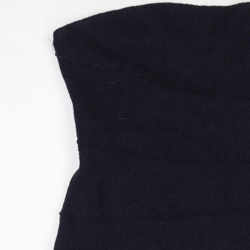 Zara Women Blue UK 14 Wool Blend Strapless Lined Tank Top