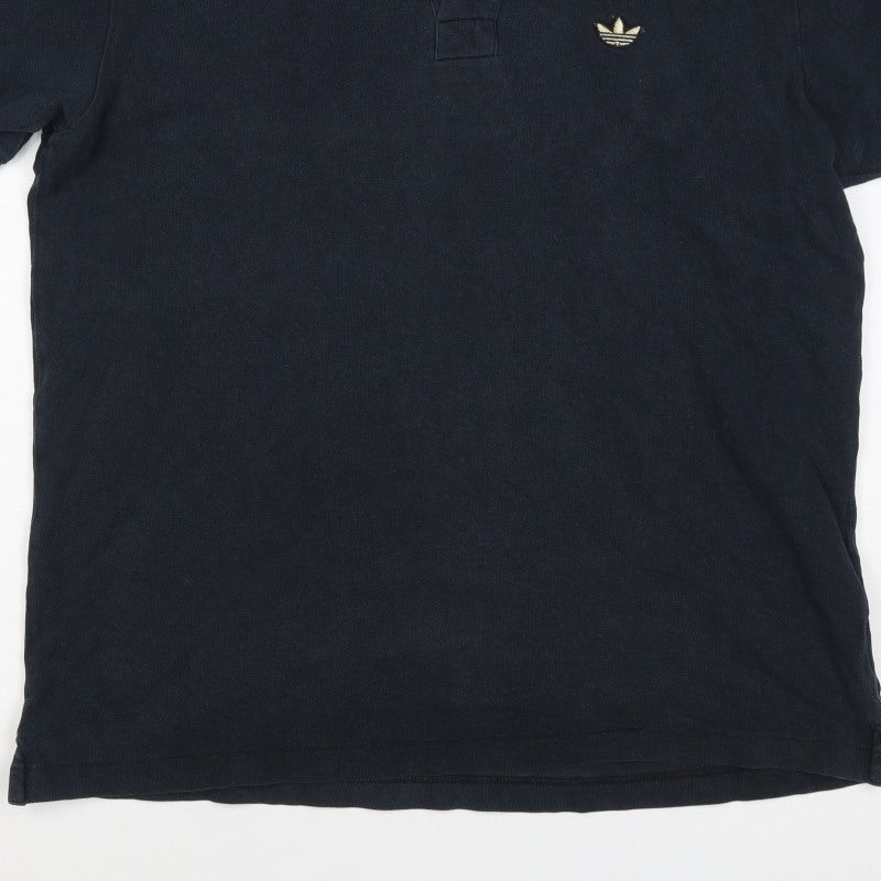 Adidas Originals Men's Black M Cotton Logo Short Sleeve Polo Shirt