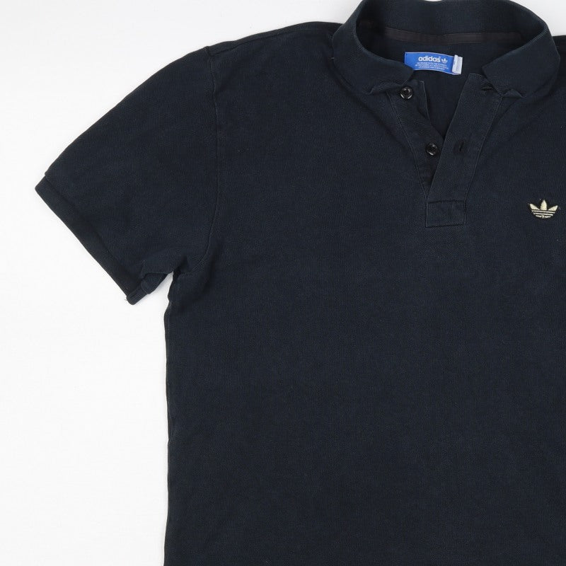 Adidas Originals Men's Black M Cotton Logo Short Sleeve Polo Shirt
