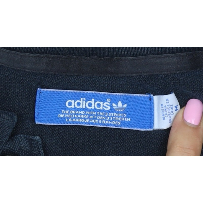 Adidas Originals Men's Black M Cotton Logo Short Sleeve Polo Shirt