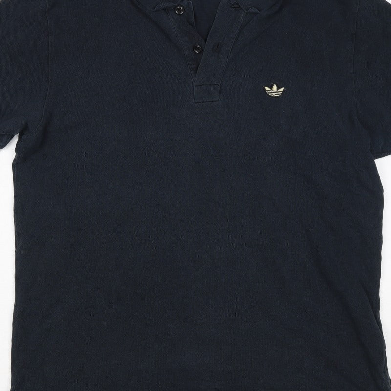 Adidas Originals Men's Black M Cotton Logo Short Sleeve Polo Shirt