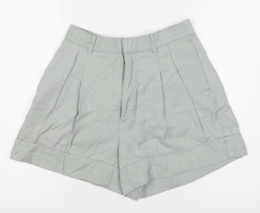 Abercrombie & Fitch Women Grey S High Rise Pleated Lyocell Shorts