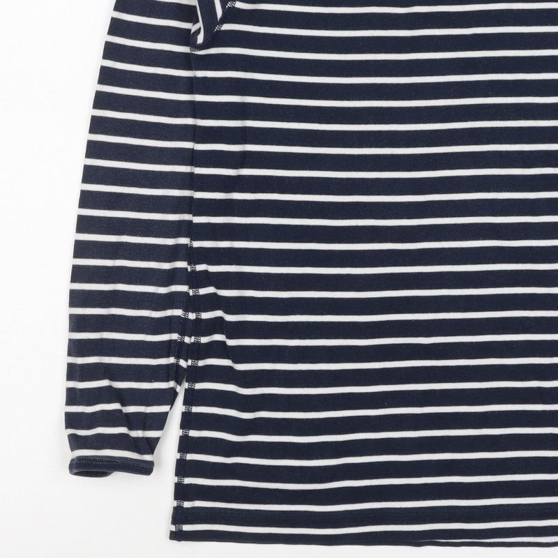 Polarn O. Pyret Girls Blue Stripe Long Sleeve Basic T-Shirt 8-10 Years