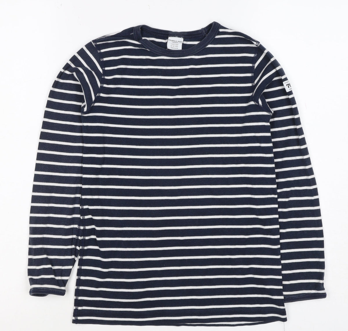 Polarn O. Pyret Girls Blue Stripe Long Sleeve Basic T-Shirt 8-10 Years