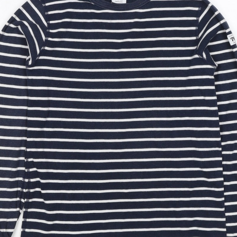 Polarn O. Pyret Girls Blue Stripe Long Sleeve Basic T-Shirt 8-10 Years