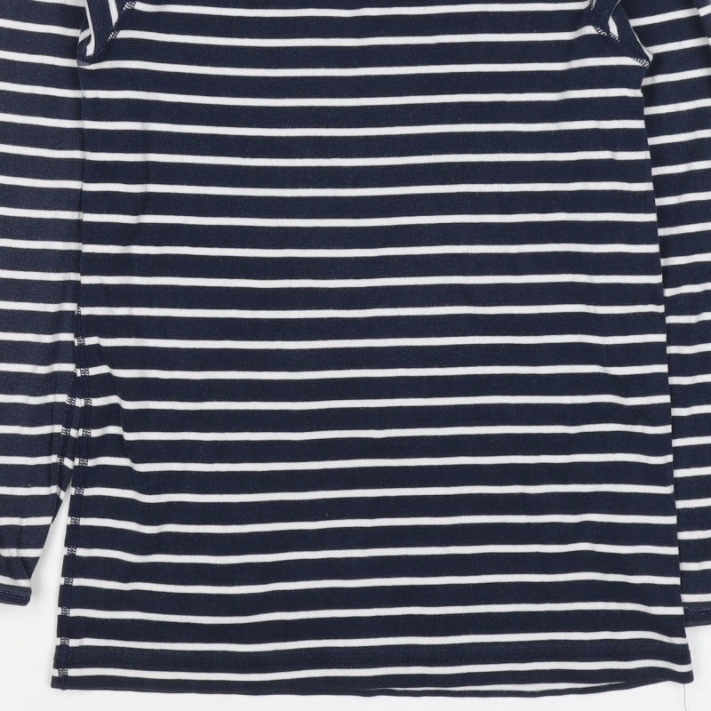 Polarn O. Pyret Girls Blue Stripe Long Sleeve Basic T-Shirt 8-10 Years