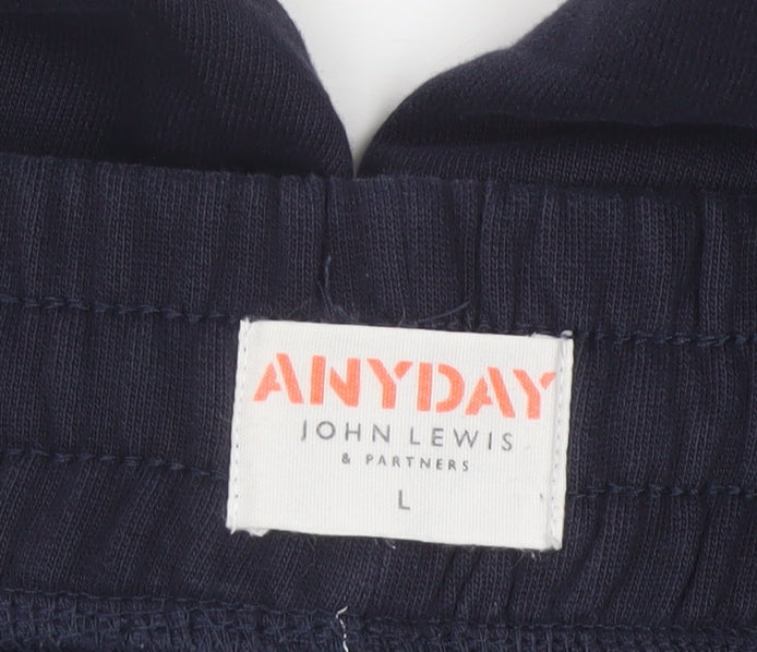 John Lewis Anyday Men's Blue L Cotton Jogger Trousers Elastic Waist