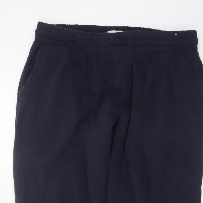 John Lewis Anyday Men's Blue L Cotton Jogger Trousers Elastic Waist