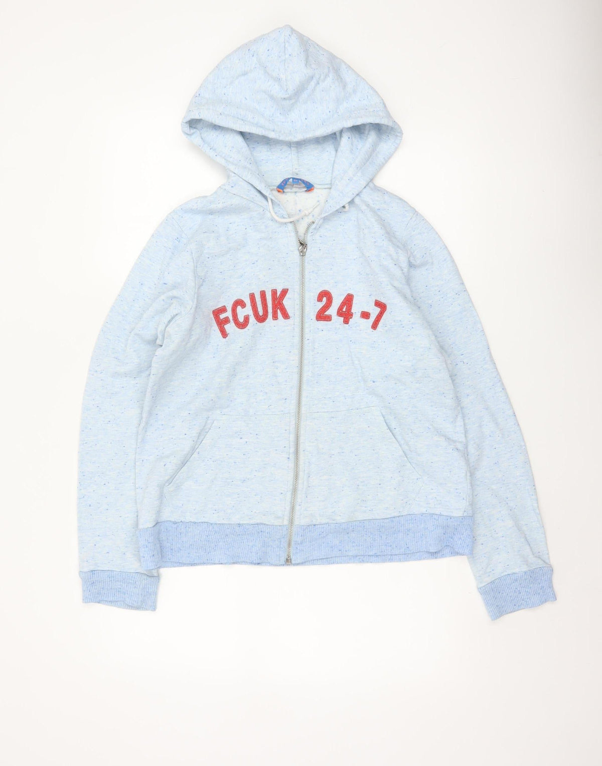 FCUK Jeans Women Blue XL Full Zip Hoodie Logo Fleece
