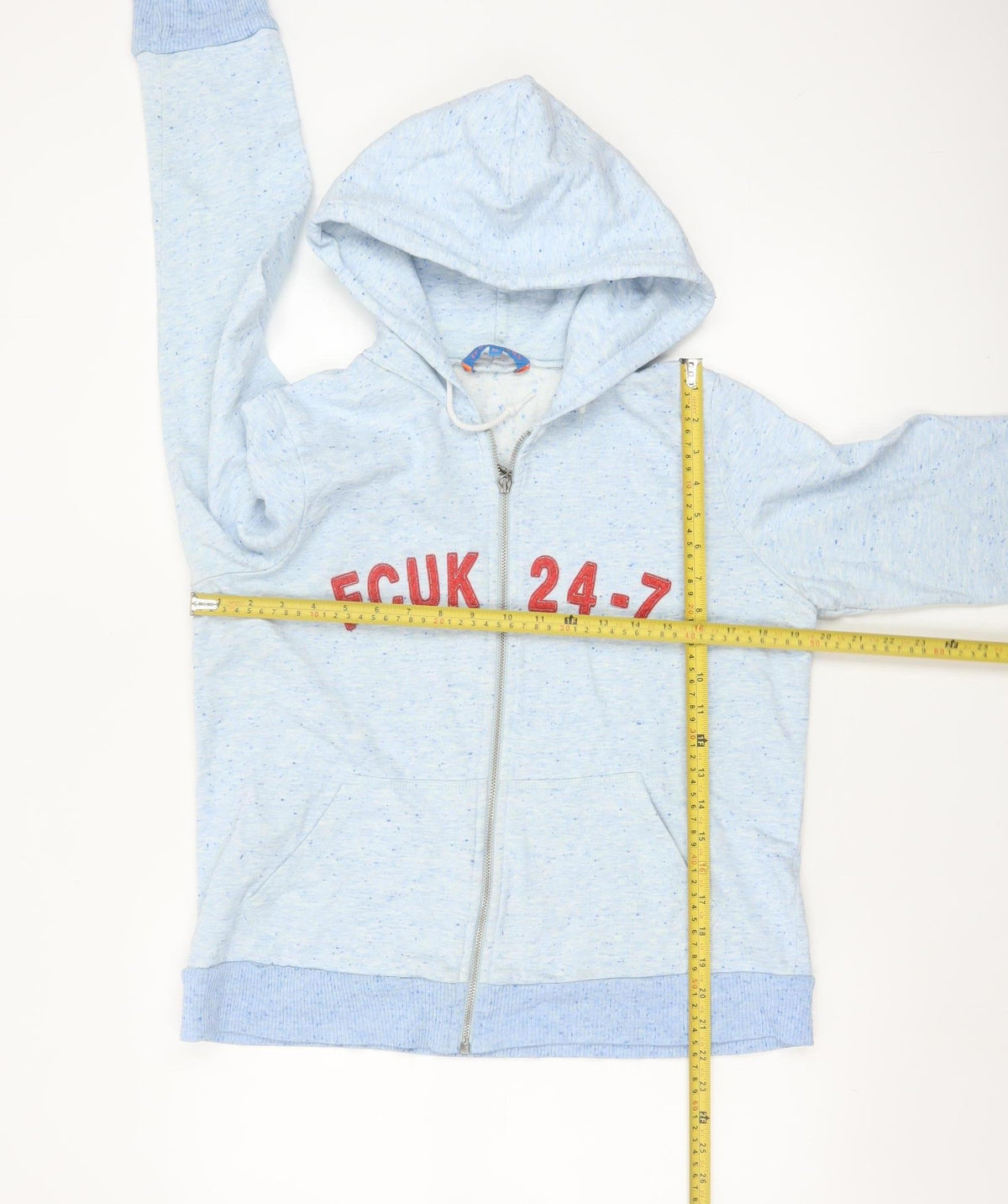 FCUK Jeans Women Blue XL Full Zip Hoodie Logo Fleece