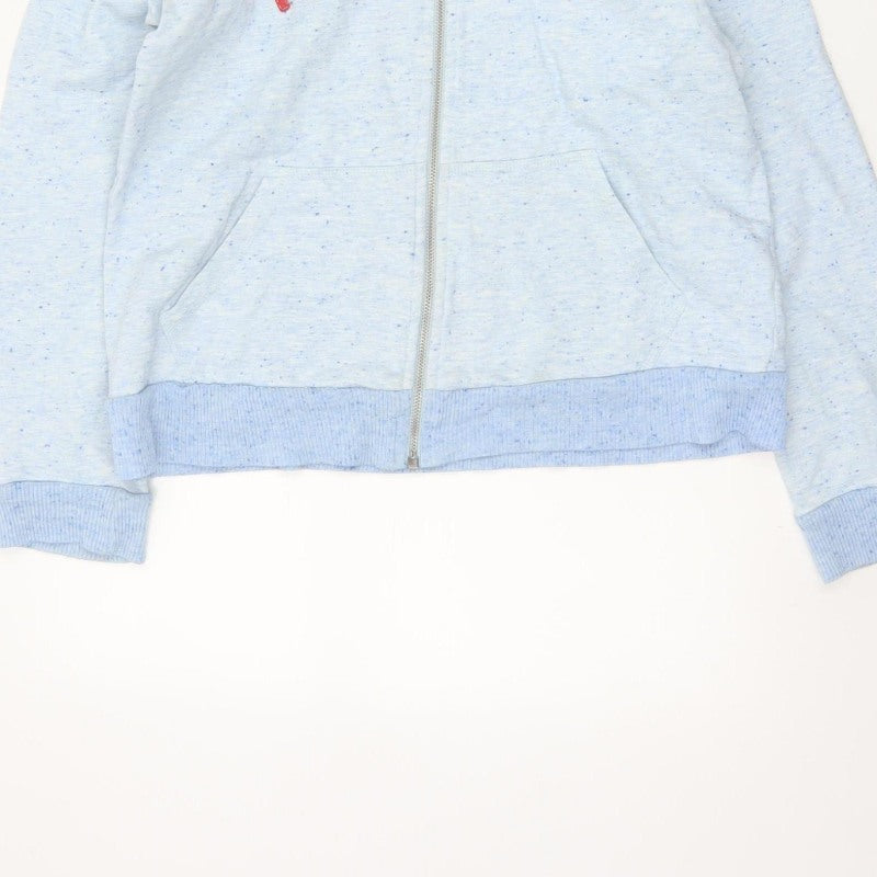 FCUK Jeans Women Blue XL Full Zip Hoodie Logo Fleece
