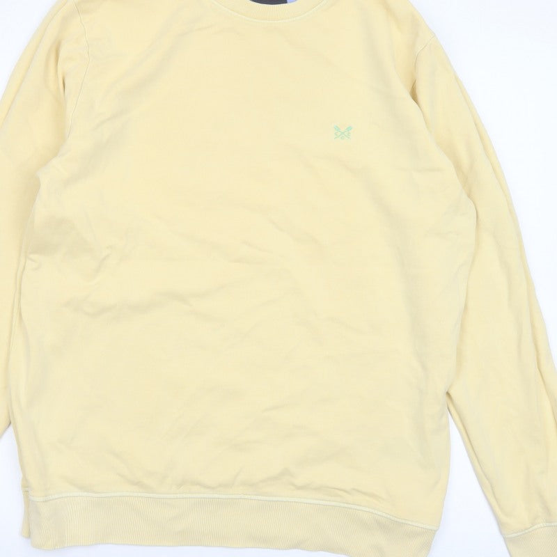 Crew Clothing Company Men's Yellow L Logo Crew Neck Sweatshirt