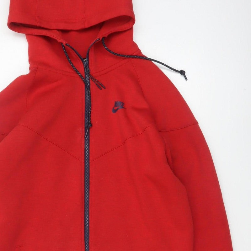 Nike Men’s Red L Full Zip Hooded Fleece Sweatshirt Logo Pockets