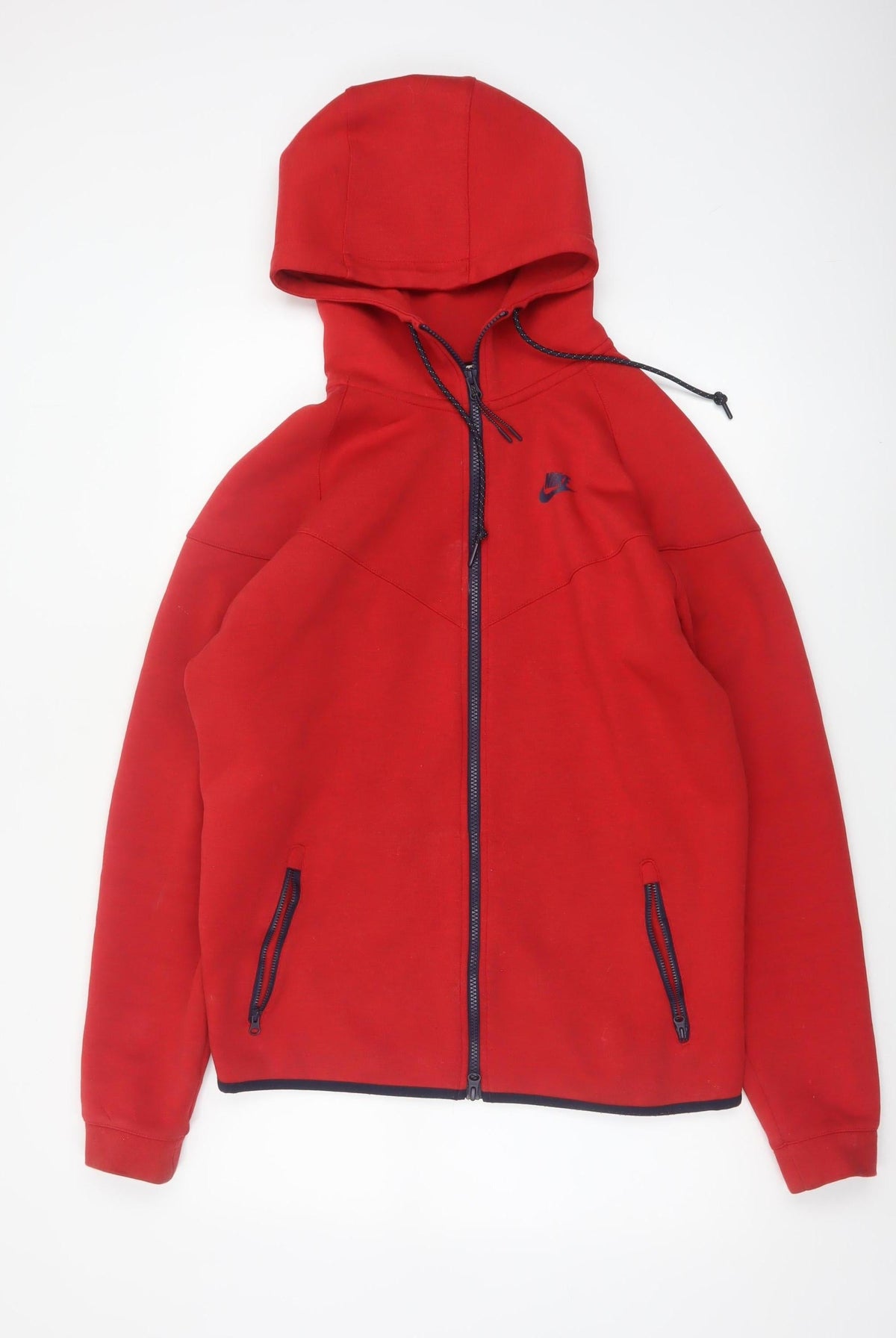 Nike Men’s Red L Full Zip Hooded Fleece Sweatshirt Logo Pockets
