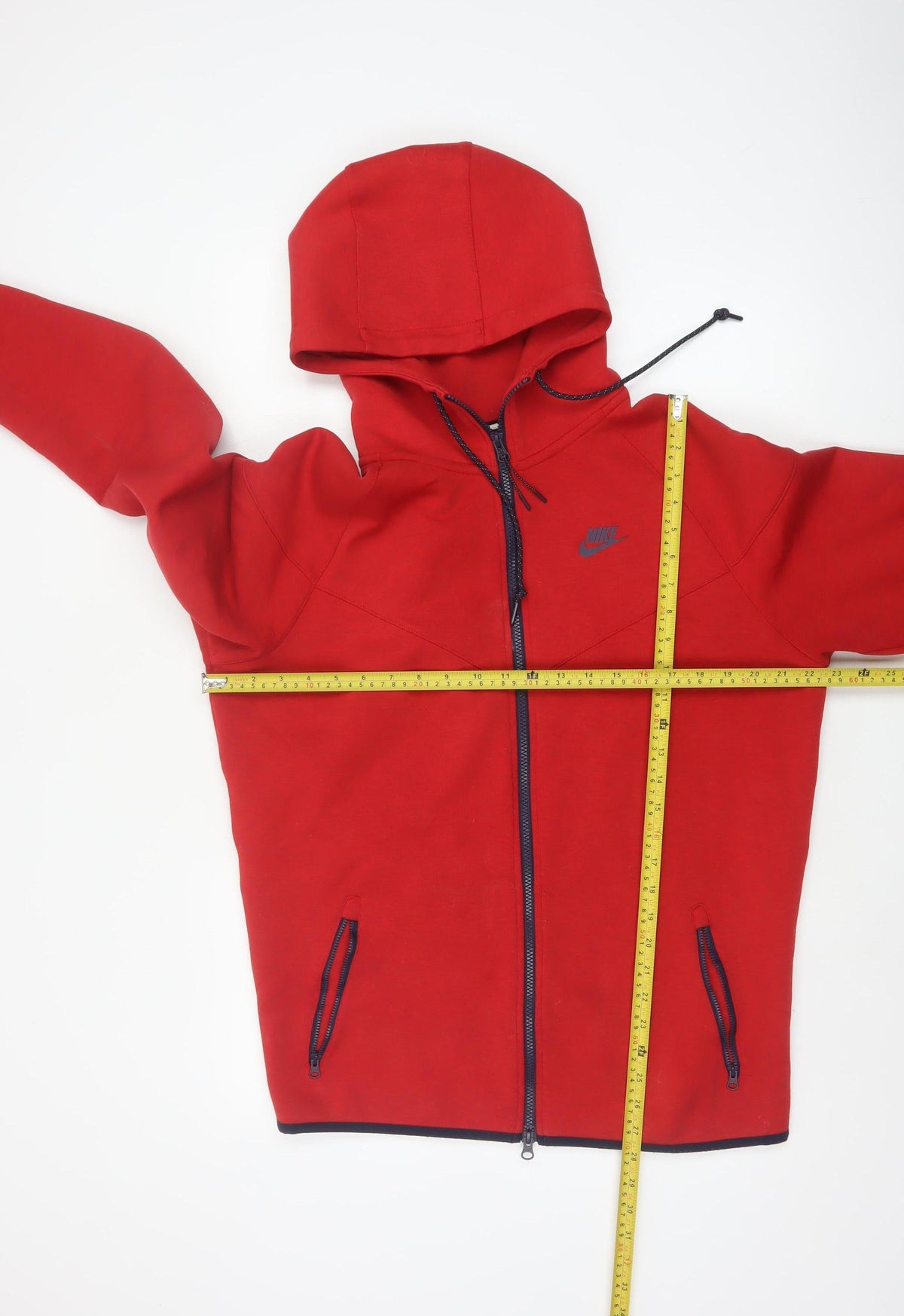Nike Men’s Red L Full Zip Hooded Fleece Sweatshirt Logo Pockets