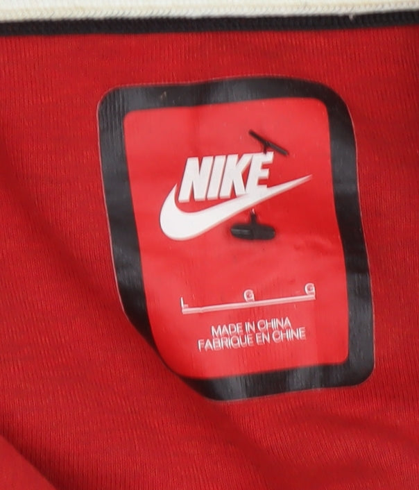 Nike Men’s Red L Full Zip Hooded Fleece Sweatshirt Logo Pockets