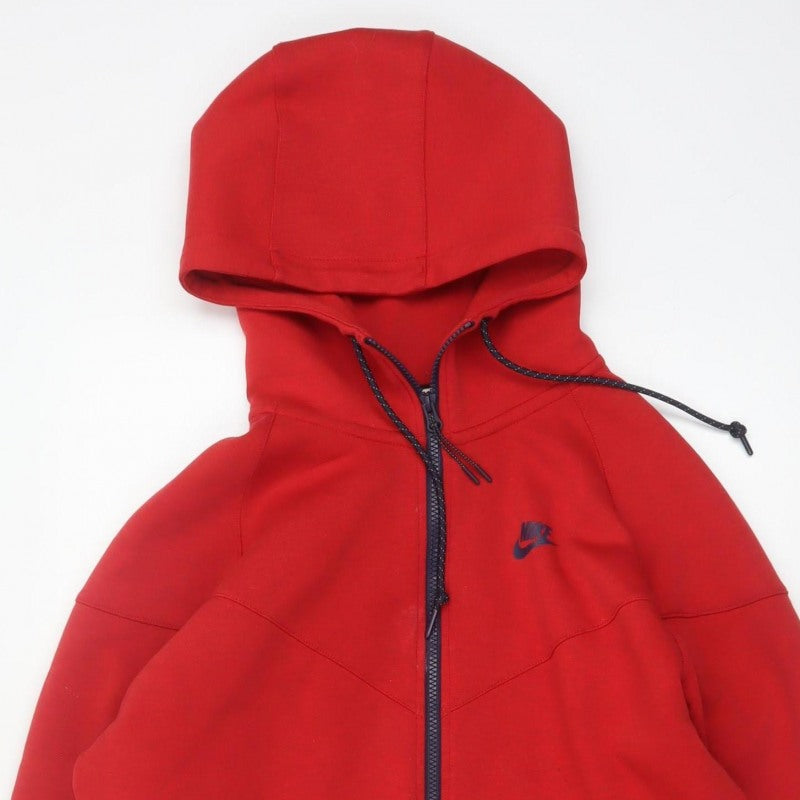 Nike Men’s Red L Full Zip Hooded Fleece Sweatshirt Logo Pockets