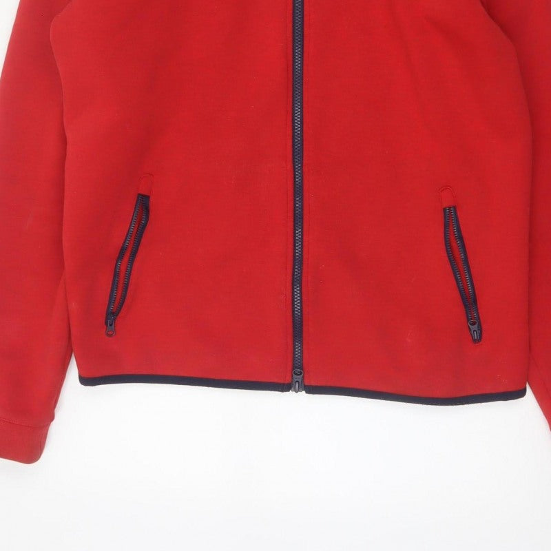 Nike Men’s Red L Full Zip Hooded Fleece Sweatshirt Logo Pockets