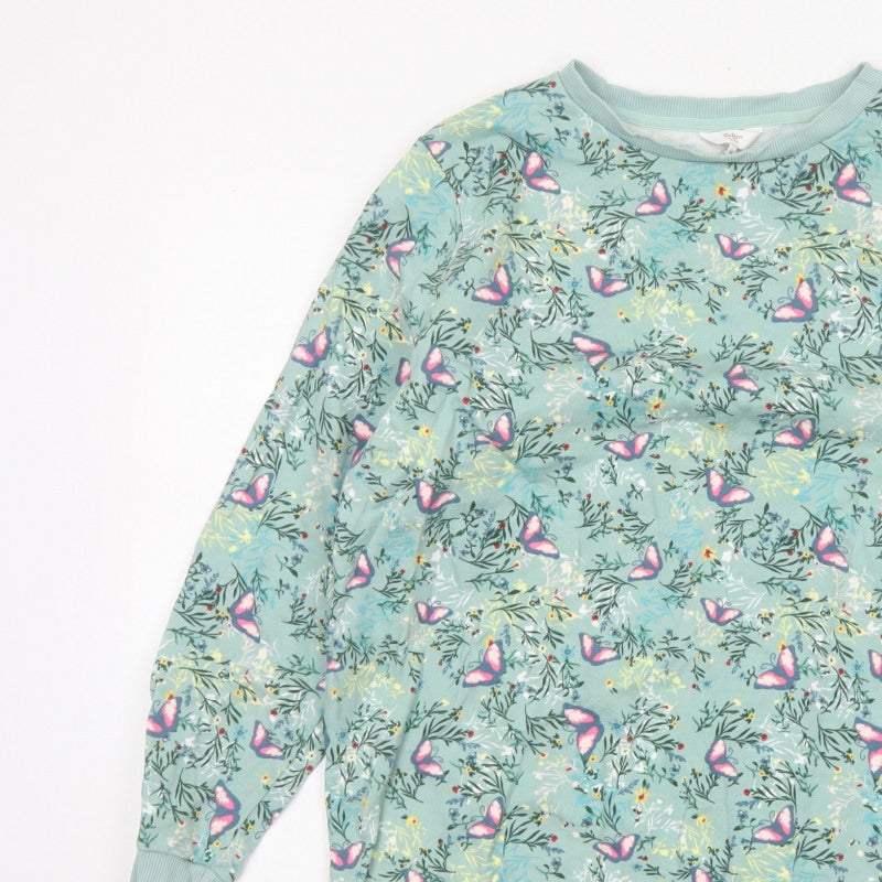 Cotton Traders Women's Green UK 18 Butterfly Floral Crew Neck Sweatshirt