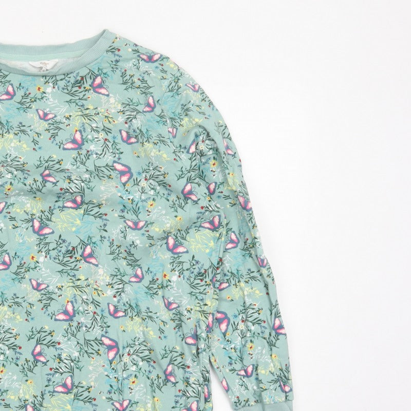 Cotton Traders Women's Green UK 18 Butterfly Floral Crew Neck Sweatshirt