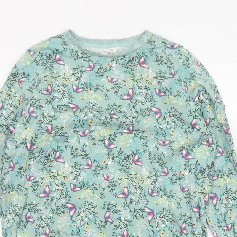 Cotton Traders Women's Green UK 18 Butterfly Floral Crew Neck Sweatshirt
