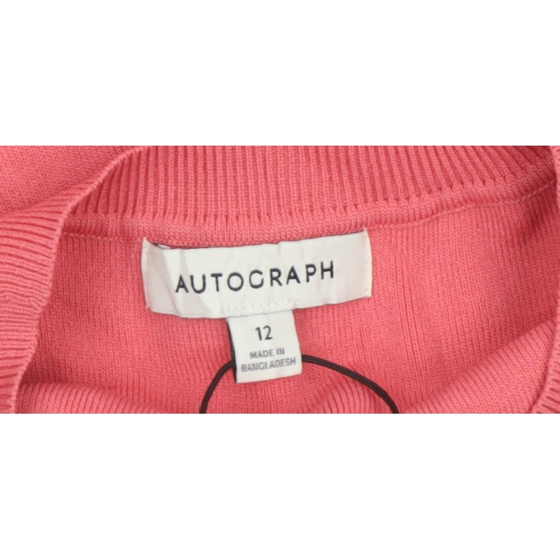 Autograph Women Pink Size 12 Crew Neck Button Knit Cardigan