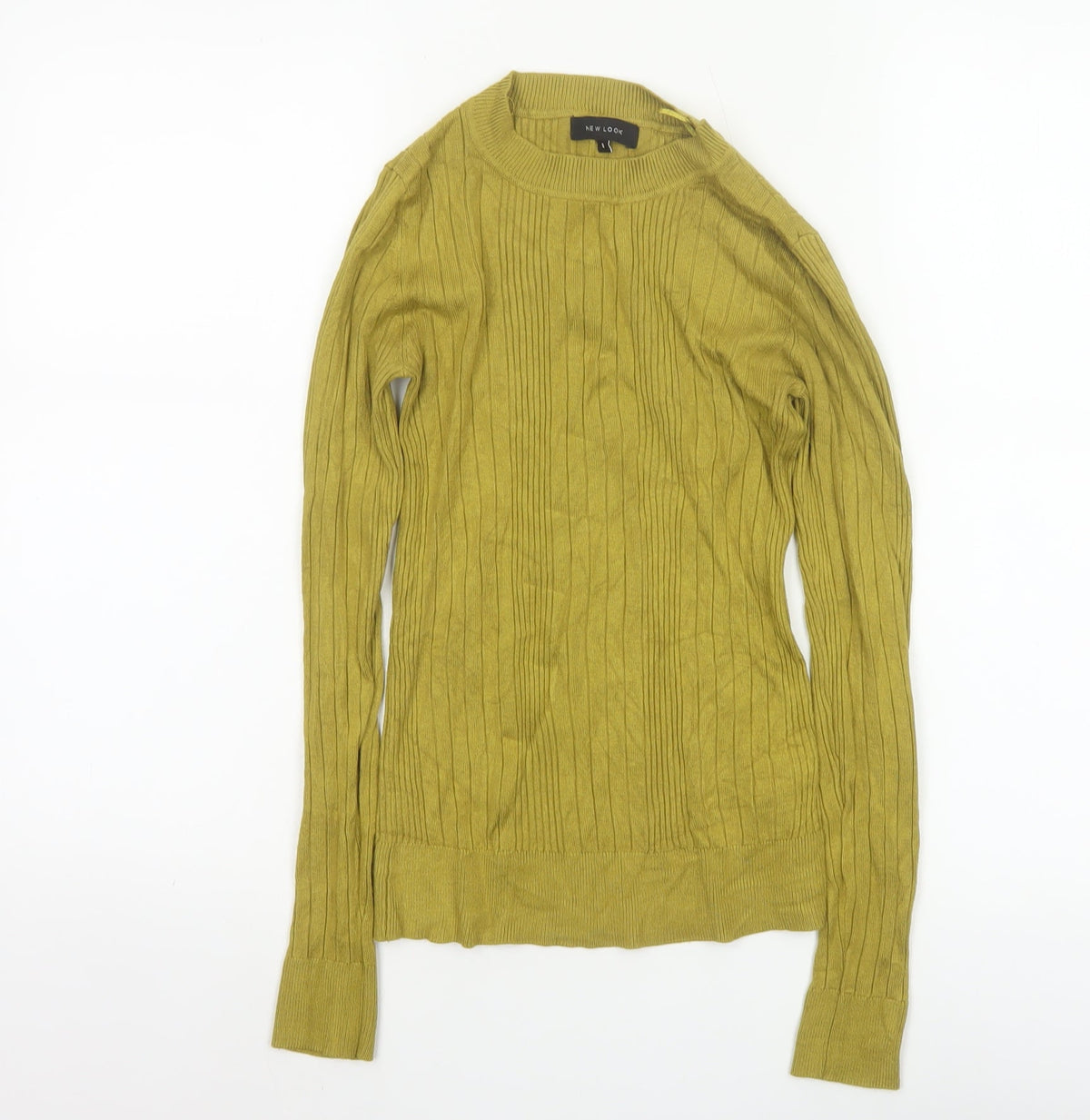 New Look Women Green Size 8 Ribbed Crew Neck Slim Knit Jumper