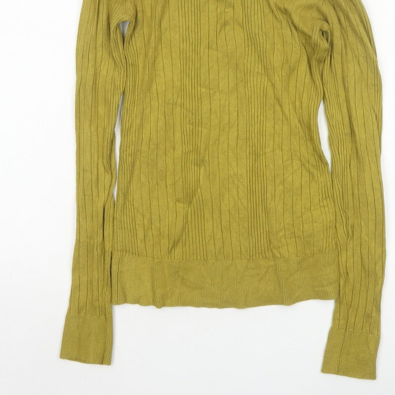 New Look Women Green Size 8 Ribbed Crew Neck Slim Knit Jumper