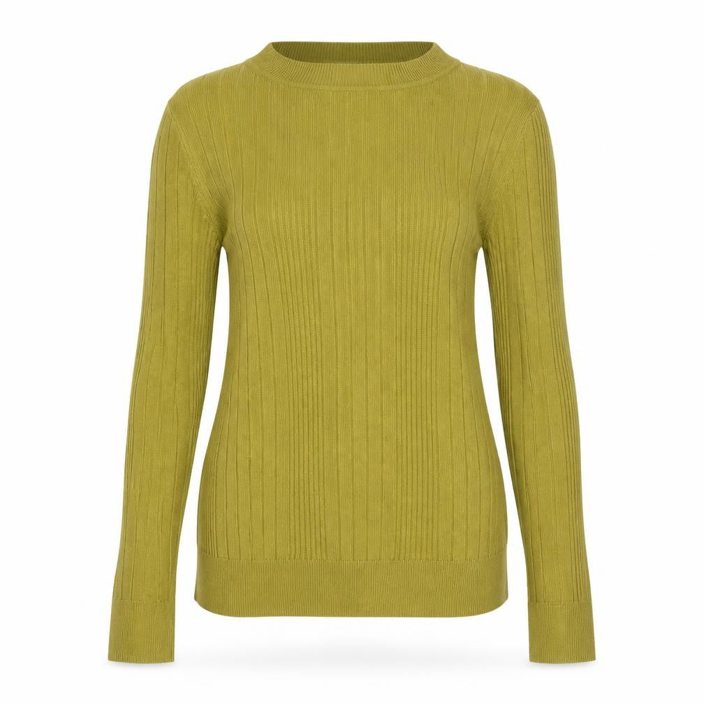 New Look Women Green Size 8 Ribbed Crew Neck Slim Knit Jumper