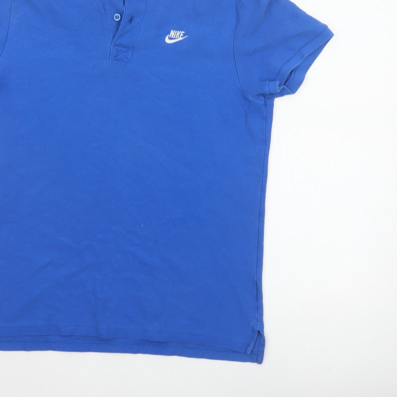 Nike Men’s Blue Logo Short Sleeve Polo Shirt Size L
