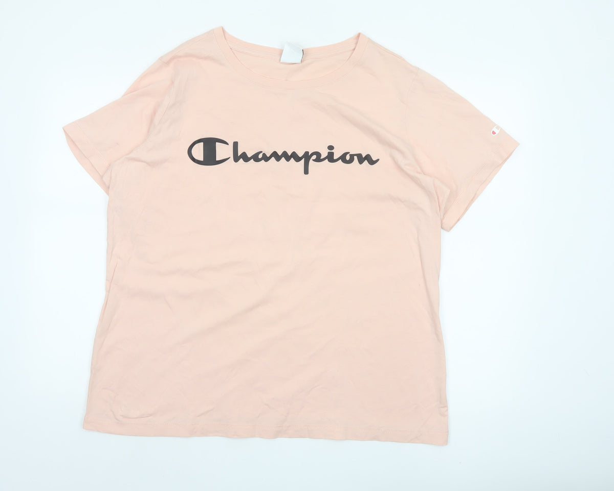 Champion Women’s Pink 2XL Basic Logo Crew Neck Short Sleeve T-Shirt